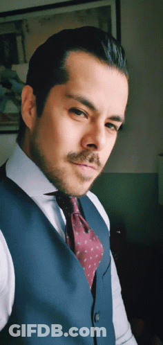 Man In Blue Vest And Purple Tie GIF