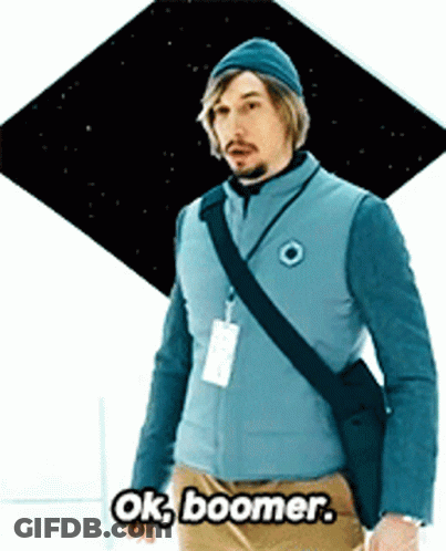 Man In Blue Vest Beanie Says Ok Boomer GIF