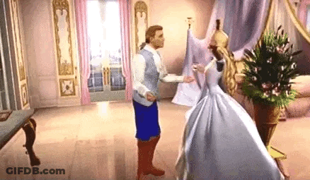 Man In Blue Vest Next To Woman In White Dress GIF