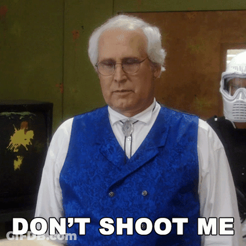 Man In Blue Vest Saying Don't Shoot Me GIF