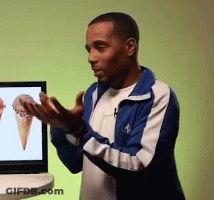 Man In Blue White Jacket Holding Ice Cream GIF