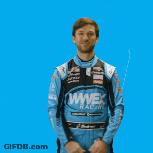 Man In Blue Wwex Racing Jacket GIF