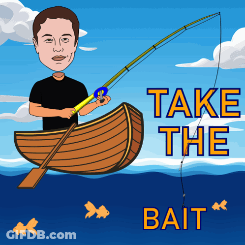 Man In Boat Fishing Says Take The Bait GIF