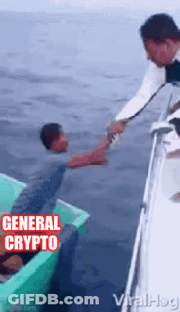 Man In Boat Helping Another With General Crypto GIF
