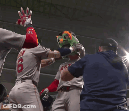 Man In Boston Jersey And Green Mask GIF