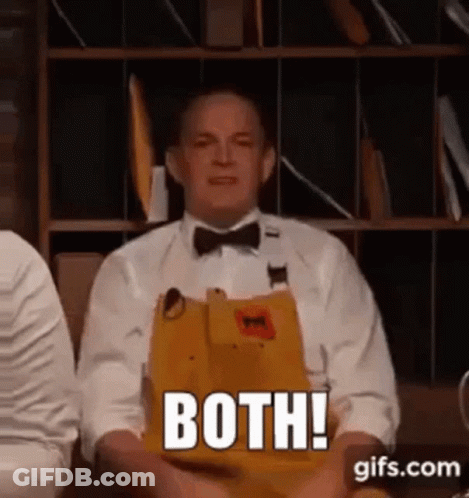 Man In Bow Tie And Apron By Bookshelf GIF