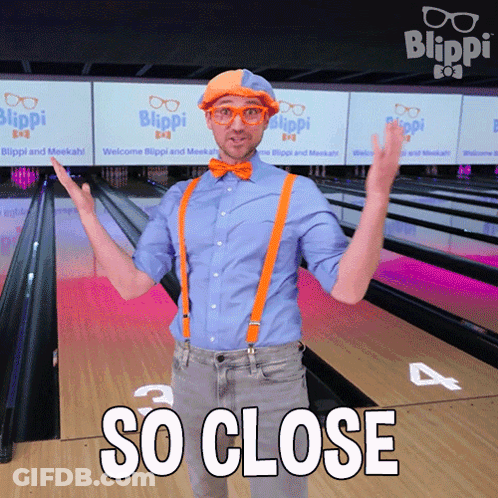 Man In Bowling Alley Saying So Close GIF
