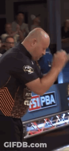 Man In Bowling Shirt With Pba On Sleeve GIF