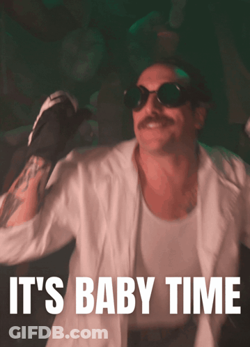Man In Boxing Gloves And Sunglasses Saying It's Baby Time GIF