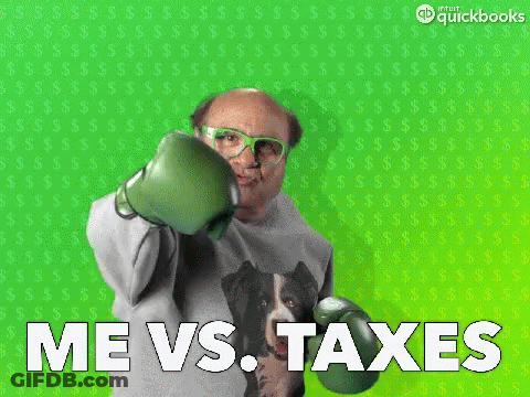 Man In Boxing Gloves Saying Me Vs Taxes GIF