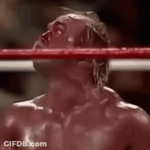 Man In Boxing Ring Bleeding From Eyes GIF