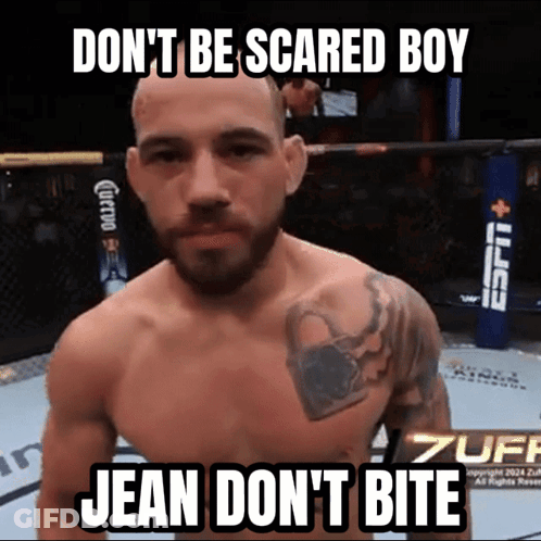 Man In Boxing Ring Don't Be Scared Boy Jean Don't Bite GIF