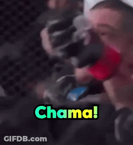 Man In Boxing Ring Saying Chama GIF