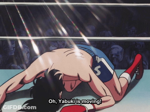 Man In Boxing Ring Saying Oh Yabuki Is Moving GIF
