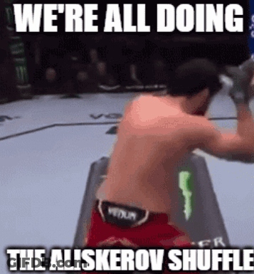 Man In Boxing Ring Saying We're All Doing The Aliskerov Shuffle GIF
