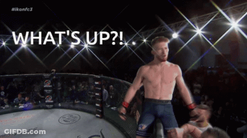 Man In Boxing Ring Saying What's Up GIF