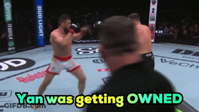 Man In Boxing Ring Saying Yan Was Getting Owned GIF