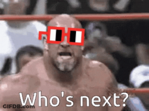 Man In Boxing Ring Sunglasses Says Who's Next GIF