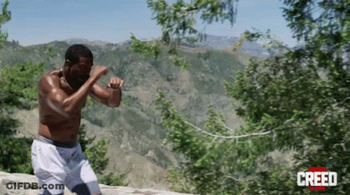 Man In Boxing Ring With Creed 2 GIF