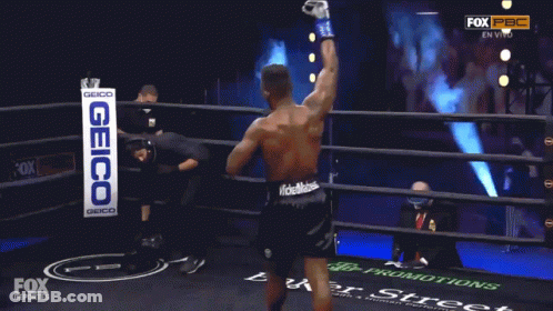 Man In Boxing Ring With Geico Sign GIF