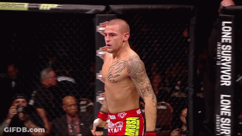 Man In Boxing Ring With Harley Davidson Sign GIF