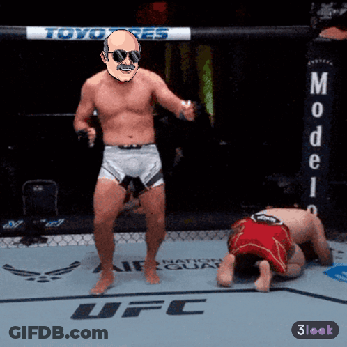Man In Boxing Ring With UFC Logo GIF