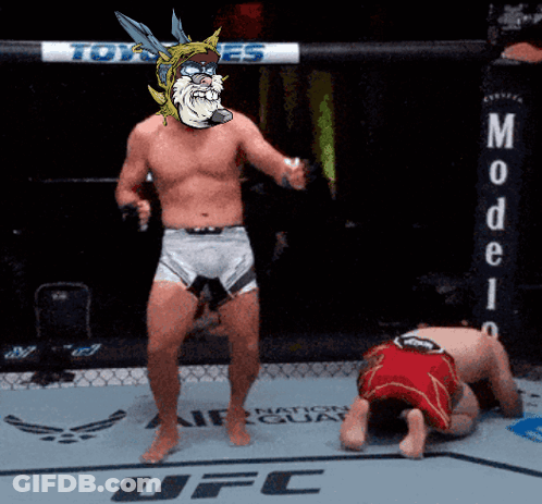 Man In Boxing Ring With UFC Sign GIF