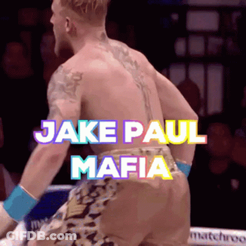 Man In Boxing Shorts With Jake Paul Mafia GIF