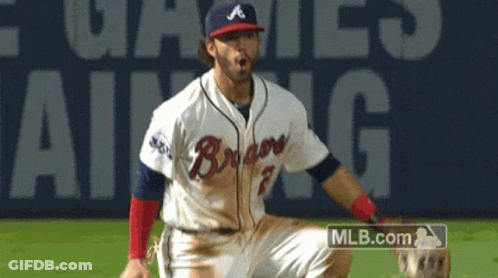 Man In Braves Jersey Kneeling GIF
