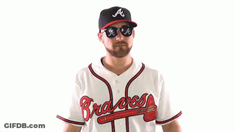 Man In Braves Jersey Pointing GIF