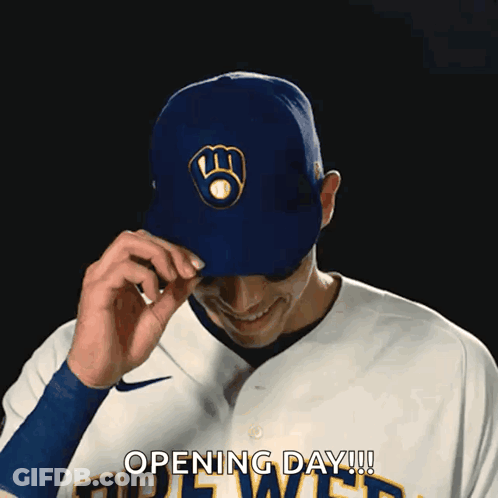 Man In Brewers Hat Smiling Saying Opening Day GIF