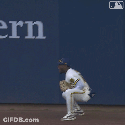 Man In Brewers Uniform Holding Glove GIF