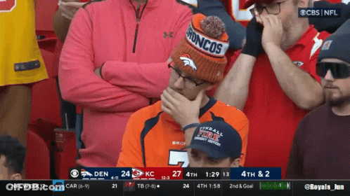Man In Broncos Hat Watching Game GIF