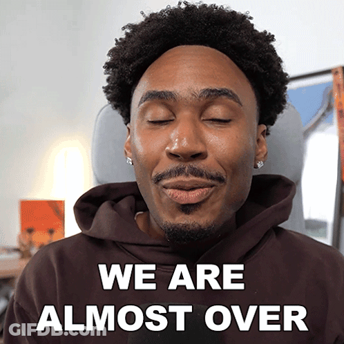 Man In Brown Hoodie Says We Are Almost Over Eyes Closed GIF