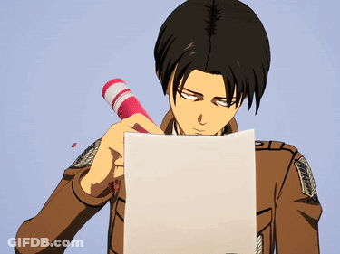 Man In Brown Jacket Holding Eraser Looking At Paper GIF
