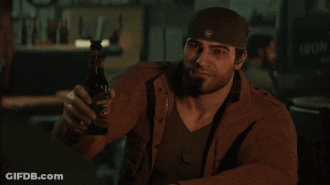 Man In Brown Jacket Holding Free Beer GIF