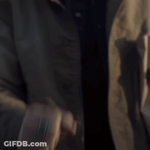 Man In Brown Jacket Holding Green Light GIF