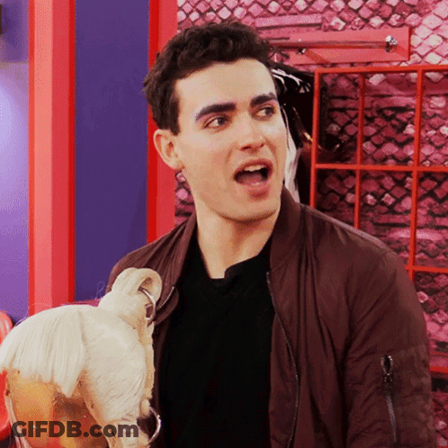 Man In Brown Jacket Holding Mannequin GIF