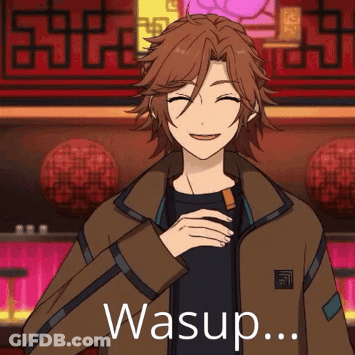 Man In Brown Jacket Smiling With Wasup GIF