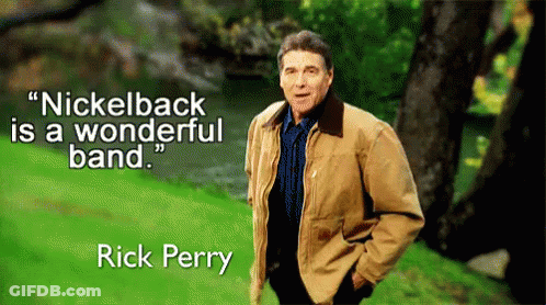 Man In Brown Jacket Standing In Grassy Field With Rick Perry Quote GIF
