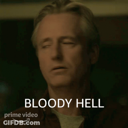 Man In Brown Shirt Saying Bloody Hell GIF
