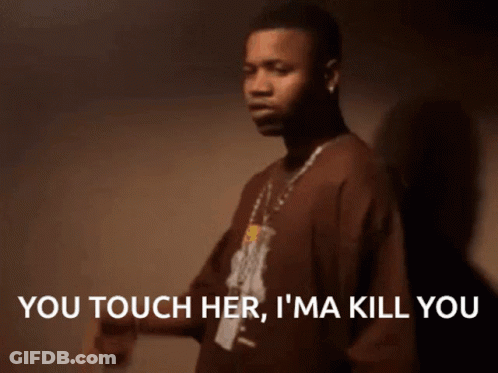 Man In Brown Shirt Saying You Touch Her I'm Ma Kill You GIF