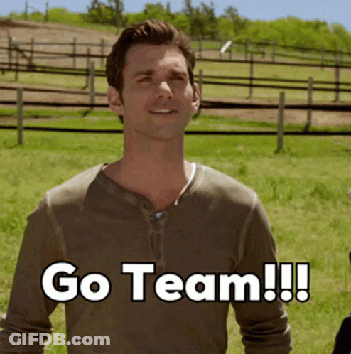 Man In Brown Shirt Says Go Team GIF