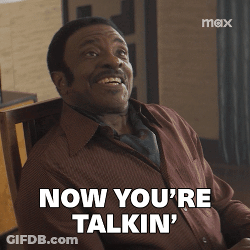 Man In Brown Shirt Says Now You're Talkin GIF