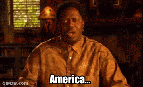 Man In Brown Shirt Sitting By Window Saying America GIF