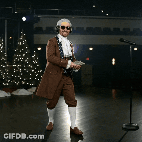Man In Brown Suit Throwing Money With Headphones GIF