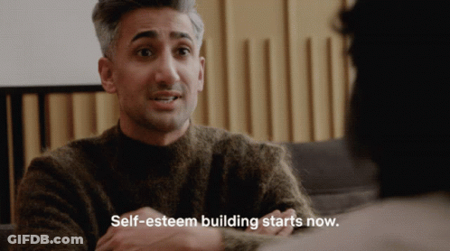 Man In Brown Sweater Talking Self-Esteem Building Starts Now GIF