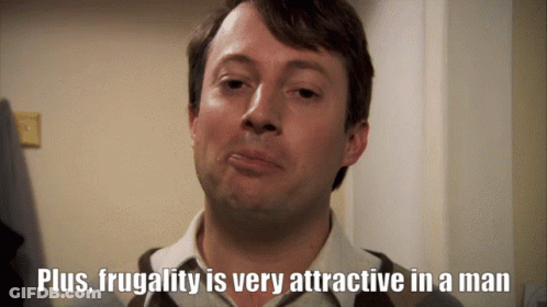 Man In Brown Vest Says Frugality Is Attractive GIF