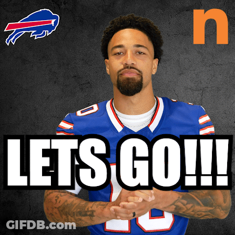 Man In Buffalo Bills Jersey Saying Lets Go GIF
