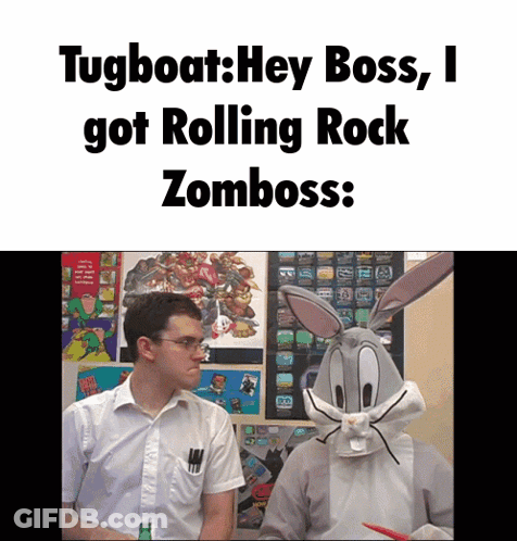 Man In Bugs Bunny Costume Talking To Man In White Shirt GIF